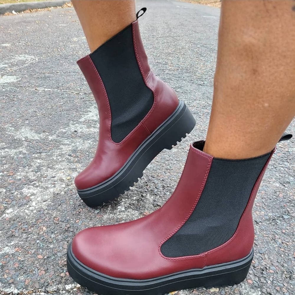 Burgundy Platform Boots